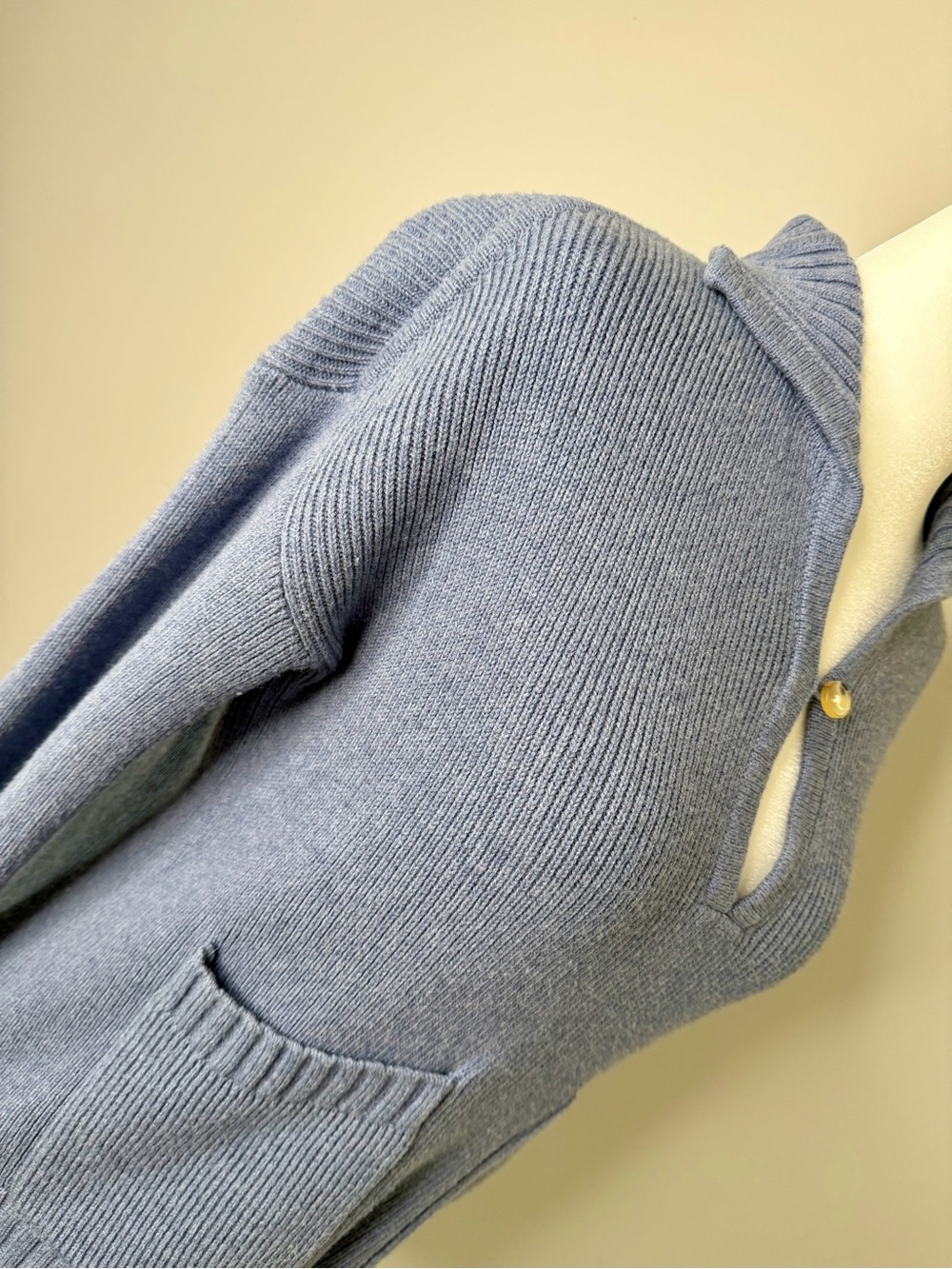 Everlane Slate Blue Ribbed Pullover with Keyhole - Picture 4 of 8